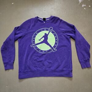 Nike Air Jordan Flight Club‎ Long Sleeve Crewneck Purple Sweatshirt Size XXL